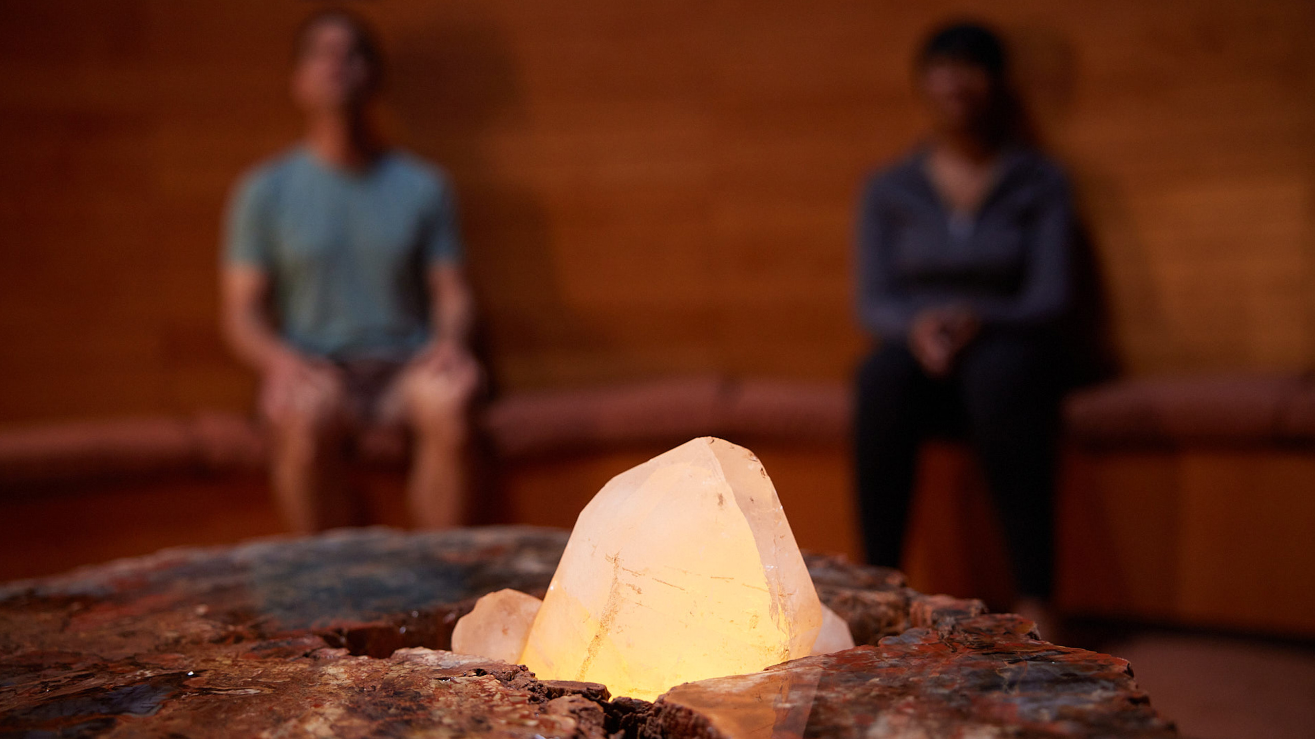 two people meditating in Mii amo Crystal Grotto
