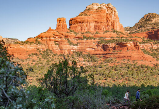 two hikers on the trail in Sedona